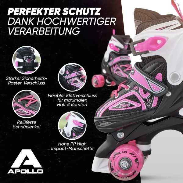 Apollo® Rollschuh ” Super Quads X-Pro ” In Pink 5