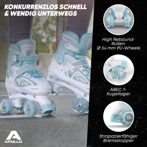 Apollo® Rollschuh ” Super Quads X-Pro ” In Weiß/mint 17