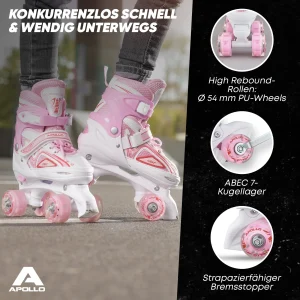 Apollo® Rollschuh ” Super Quads X-Pro ” In Weiß/pink 17