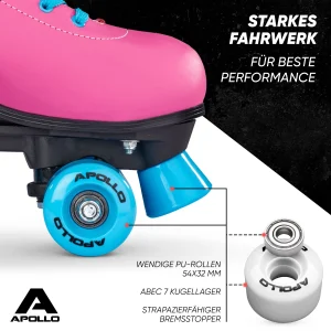 Apollo® Rollschuhe Kinder ” Classic Roller Retro ” In Funky – Pink 18