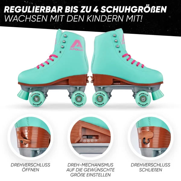 Apollo® Rollschuhe Kinder ” Classic Roller Retro ” In Lagoon – Mint 4