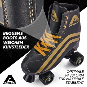 Apollo® Rollschuhe Kinder ” Classic Roller Retro ” In Luna Nova – Schwarz/Gold 12