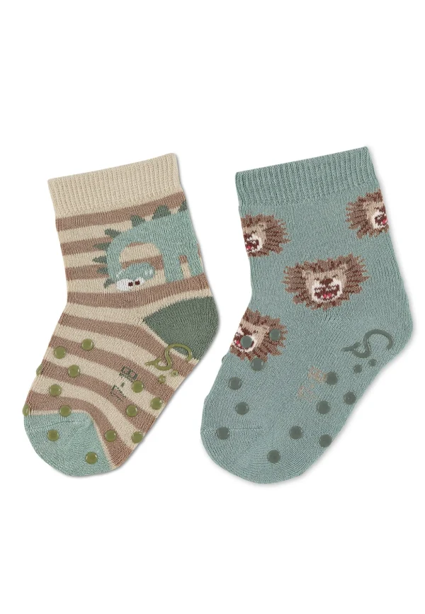 Sterntaler ABS-Krabbelsöckchen Dino + Löwe, 2er-Pack In Beige 1