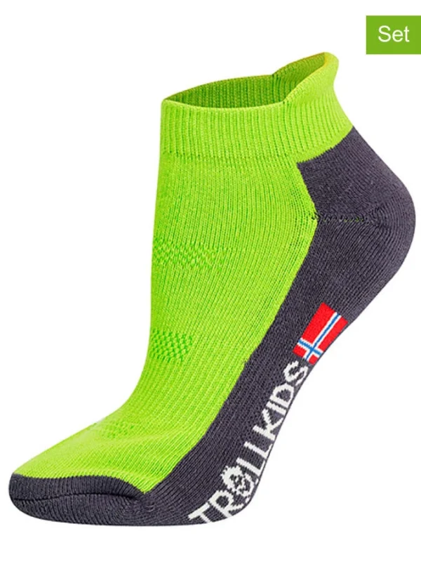 TROLLKIDS 2er-Set: Wandersocken “Low Cut Socks II” In Neongrün 1